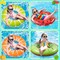 7PCS Fruit Pool Floats: Watermelon Kiwi Orange Lemon Swimming Rings